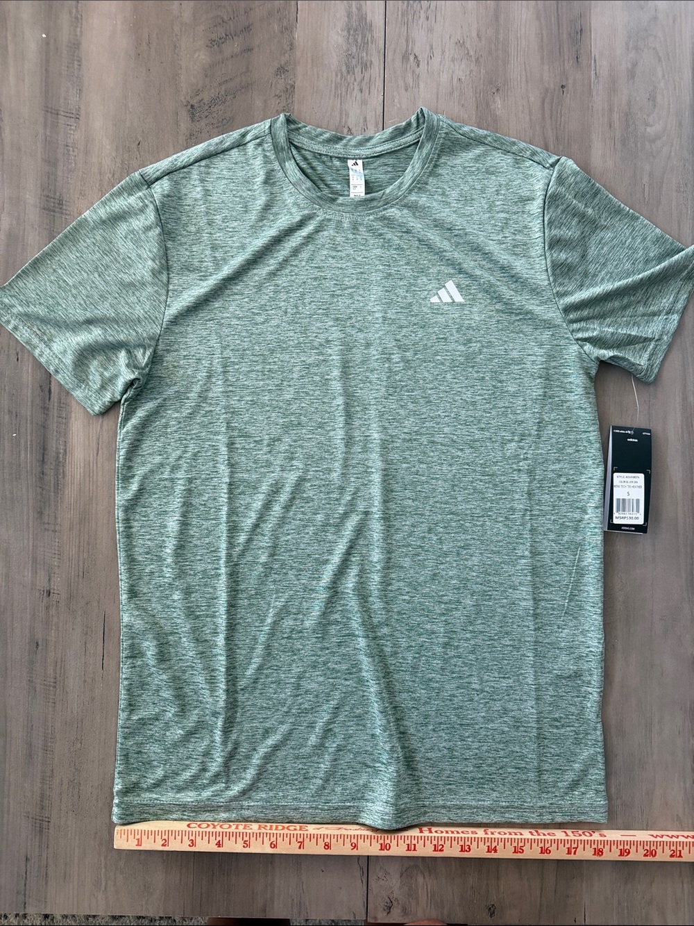 adidas Small Men’s Heather Sage Short Sleeve Performance Tee NWT